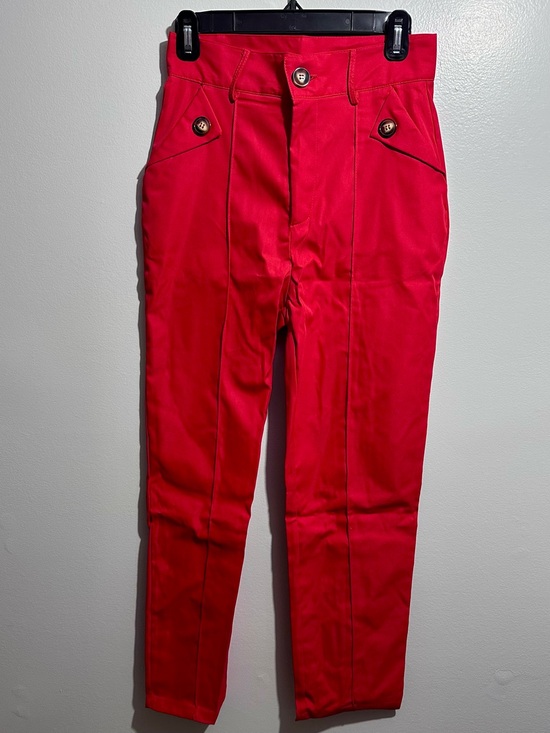 Pants - Slim Red Dress Pants with Front Seam Detail Size S (1170)
